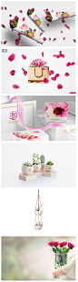 花店VI设计 VI 花店时尚形象设计 花束 花包装 玫瑰花 手提袋 植物盆景
