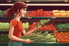 菜市场生鲜蔬菜市场线条插画