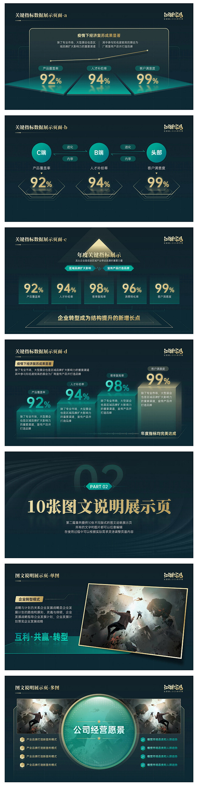 绿金风格年终报告PPT模板（免费获取）_...