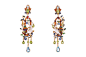 Percossi Papi "Geko" earrings made with peridot, blue topaz, sapphire and pearl micromosaic.