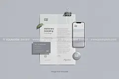9款极简光影信封信纸名片文具品牌vi应用设计作品贴图ps样机素材下载_颜格视觉