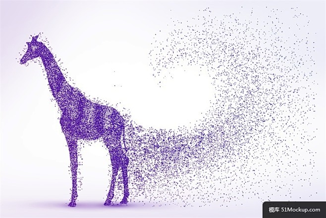 长颈鹿紫色颗粒粒子运动创意粒子模板平面设...