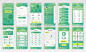 Set of UI, UX, GUI screens Ecology app flat design