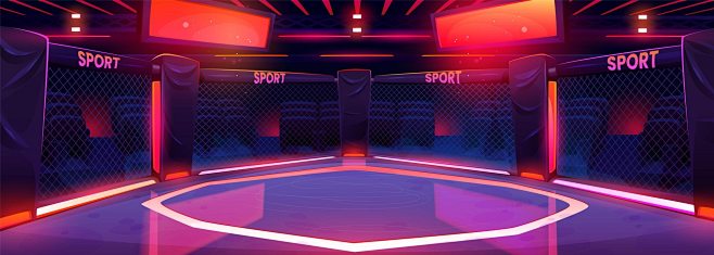 拳击八角形格斗竞技场舞台的MMA擂台