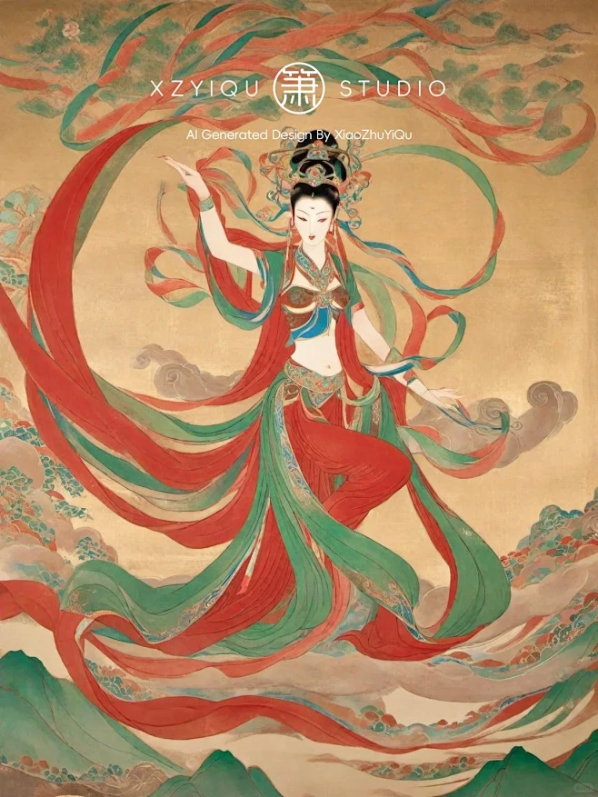 岩彩画x敦煌飞天壁画【下篇】图片_角色图片素材-花瓣网