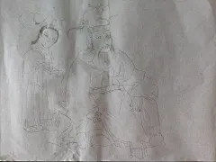 作业点评-熊亮艺术课 径修
线条非常耐看的部分是主人公的右手衣袖，连带着这只手以及微躬的膝盖，虽然看似简单和其他部分没有不同，不过其实内在透露的力道和巧劲是真不一样，绵长有劲的春蚕吐丝线条感，被你把握住了。是我反反复复观察的小细节。

人物面部能看到肌肉的起伏以及眼睛的曲面感。哇你知道吗，虽然只是画面中微小的一点点细节，但是这个五官中的线条你运用轻重的方法真的很精到，眉毛因为粗细的变化形成了皱眉头这个细微动作，还有眼皮也因为粗细不同形成了类似阴影的效果。不错。如果鼻子也能区分一下粗细就更好啦~
