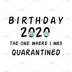 生日2020快乐隔离生日黑色书法祝愿检疫方图形元素。生日贺卡
