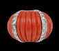 DAVID WEBB Coral & Diamond Dome Ring - Yafa Jewelry