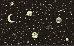 黑色宇宙星空卡通矢量素材