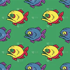 水虎鱼,四方连续纹样,图像,海洋,壁纸,装饰物,矢量,儿童,水,绘制