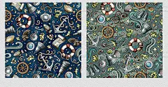 精品航海船上生活创意卡通手绘涂鸦商业插画PNG广告设计矢量素材-淘宝网