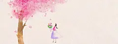 樱花节,水彩画,樱花,女孩,海报banner,卡通,童趣,手绘图库,png图片,,图片素材,背景素材,54920北坤人素材