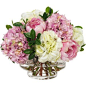 Diane James Pink Hydrangea & Peonies in Low Footed Bowl