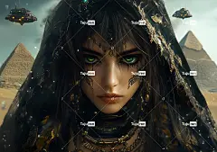 Ai产生的 女士 幻想 年轻 外星人 金字塔 埃及 肖像 女孩