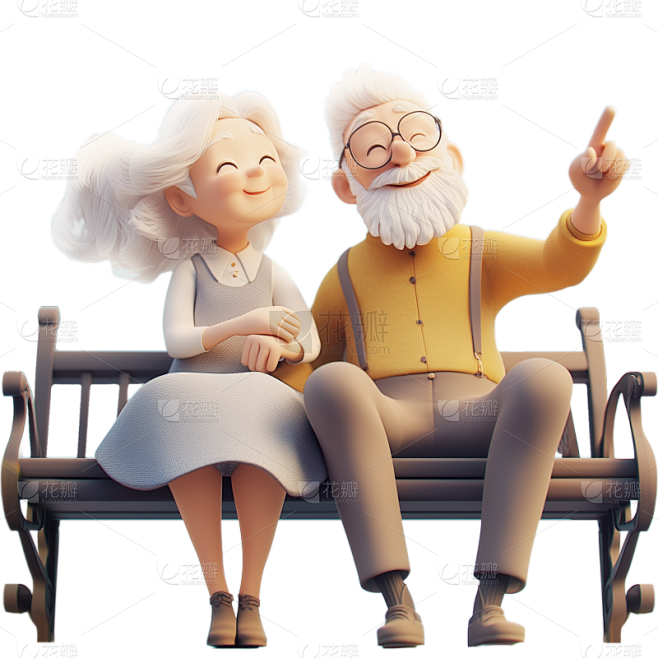 重阳节通用软3D人物组合元素素材