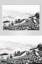 AI数字艺术复古铜版画茶园茶叶插画-众图网