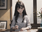 00276-882750097-On a snowy noon, a girl, wearing a golden crown, long black hair, and beautiful blue eyes, looked at the camera from the front,