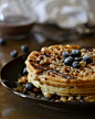 Blueberry Waffles with Brown Sugar Streusel and Blueberry Syrup