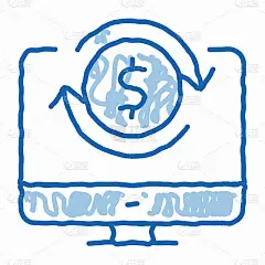 资金帐户验证涂鸦图标手绘插图