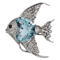 Aquamarine & Diamond Fish Pin