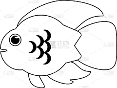 鱼类,海洋生命,黑白图片,卡通,白色,蓝色,黑色,条纹,可爱的,概念