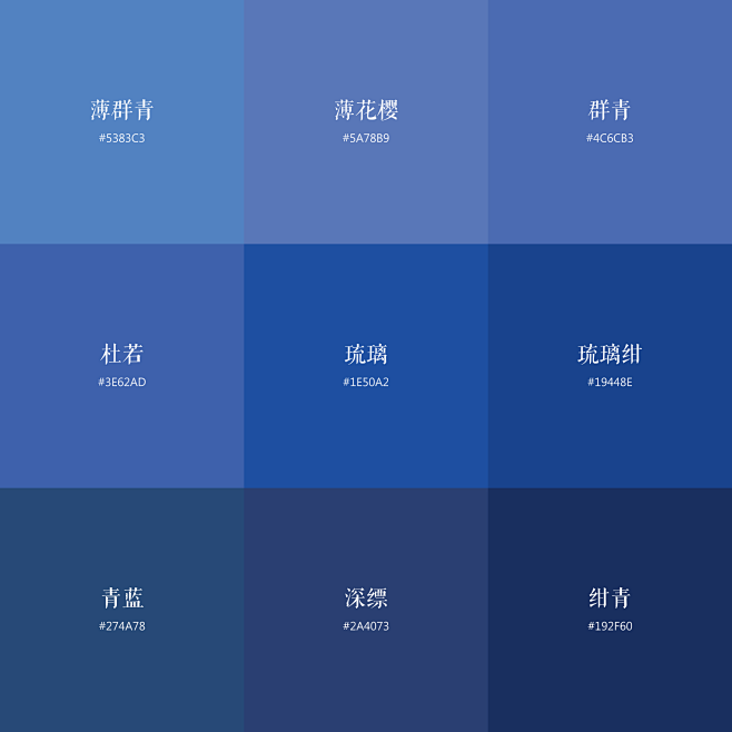 蓝色参考及名称