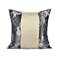 北欧简约抱枕现代新中式沙发样板房菱形灰黑金色皮条轻奢靠垫包-淘宝网