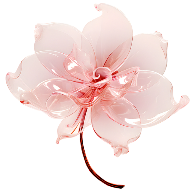 花瓣素材_3D透明玻璃花朵粉色花卉植物_...
