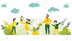家庭,植物,自然,概念,矢量,环境,绘画插图,人,保护