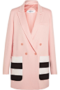 Max Mara - Striped wool and angora-blend felt blazer : Pastel-pink, white and black wool and angora-blend felt Button fastenings through double-breasted front 90% wool, 10% angora; pocket lining: 100% cupro Dry clean  Made in Italy NET-A-PORTER.COM is com