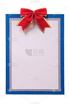 圣诞贺卡红蝴蝶结装饰垂直孤立
