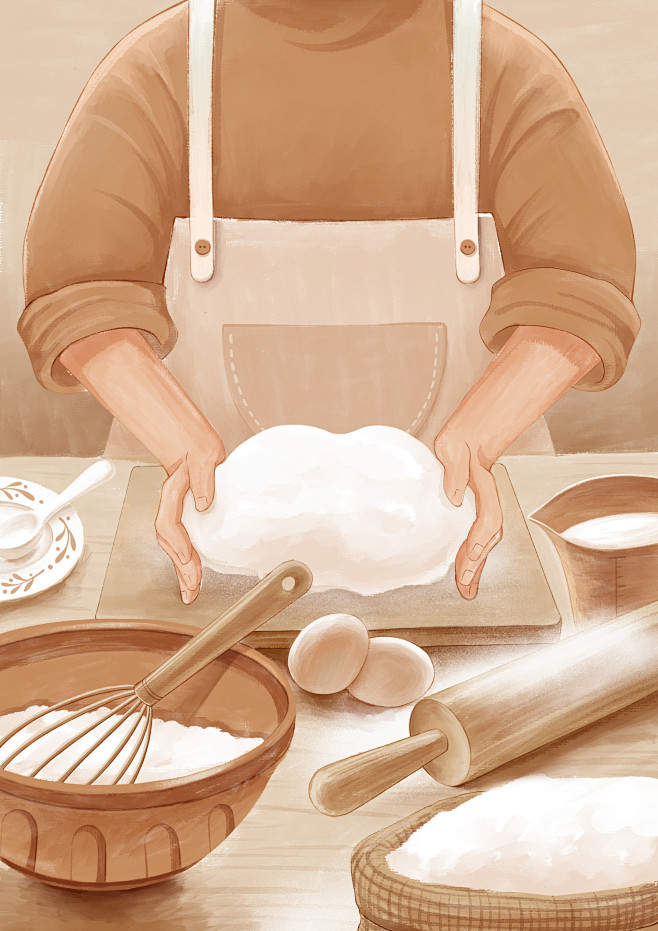 全麦面包粉插画包装设计