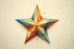耀眼七彩水晶平滑平面设计星星素材图片