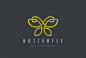 蝴蝶，线条logo标志矢量图素材