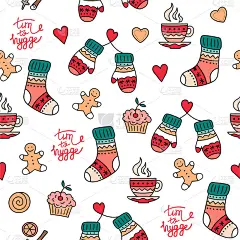 手绘无缝模式与hygge元素