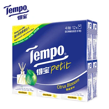 得宝 Tempo纸巾 加厚迷你手帕纸 德宝小包面巾纸 香薰果味12包 源自欧洲-花瓣网