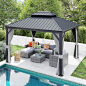 Amazon.com : Patiorama 10’ x 12’ Hardtop Gazebo, Outdoor Aluminum Gazebo with Galvanized Steel Double Vented Roof Canopy, W/Shaded Curtains and Netting, Pergola for Patio, Garden, Yard, Lawn,Party, BBQ (Grey) : Patio, Lawn & Garden