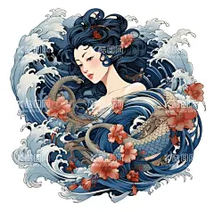 浮世绘风格纹身  - 源文件下载【酷图网】浮世绘,插画,美女纹身素材,纹身,绘画,美术,壁纸
