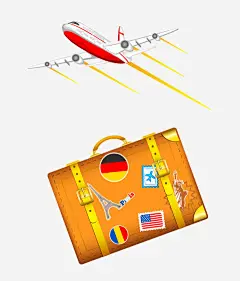 手绘旅游箱包_新图网 https://ixintu.com 手绘飞机 手绘旅行箱 箱子矢量
