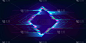 Glitch rhombus 。扭曲的发光菱形网络朋克风格。具有电视干扰效果的未来主义几何形状.设计
