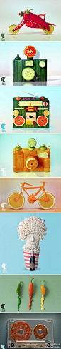 求是设计会：#求是爱设计#摄影师和视觉艺术家Dan Cretu的果蔬雕塑！