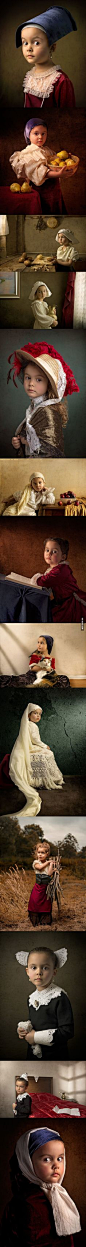 Father photographs his 5-year old daughter in the settings of Renaissance Dutch, Flemish, and Italian masters