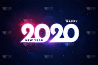 2020,新年前夕,热,霓虹灯,闪亮的,请柬,事件,贺卡,节日,绘画插图