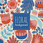 Free vector lovely hand drawn floral background