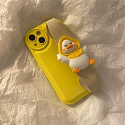 ins风腕带黄色小鸡磨砂适用iPhone...