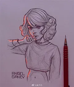 给素描加上一缕反光，
,
画面立刻变得超有氛围。
,
人物插画师
,
Angel Ganev ​​​ ​​​​