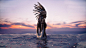 General 2702x1519 Indian sunset water digital art