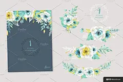 高品质剪贴画 手绘剪贴画 手绘水彩花束 水彩花束元素 高品质手绘剪贴画 水彩/水粉传统绘画插画绘画