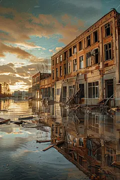 自然灾害春汛大水图片