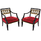 Pair of Neoclassical Style  Painted and Parcel-Gilt Chairs